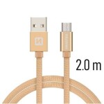 Swissten 71522304 USB 2.0, zástrčka A - zástrčka micro B, opletený, 2m, zlatý