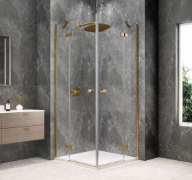 POLYSAN - GLOBE GOLD MATT čtvercový sprchový kout 1000x1000, rohový vstup, čiré sklo GB5010G