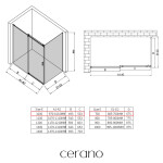 CERANO - Sprchový kout Santoro - levá - 6 mm - černá matná, mléčné sklo - 100x70 - posuvný CER-665620