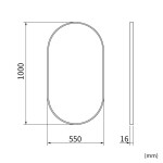 Erga Oval, oválné zrcadlo 55x100cm, černý rám, ERG-V01-OVAL-5510-BK