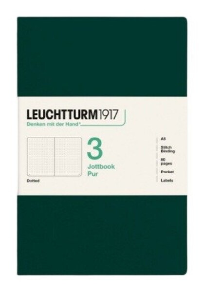Zápisník Jottbook pur A5, 80l, tečkovaný, Forest Green, 3ks