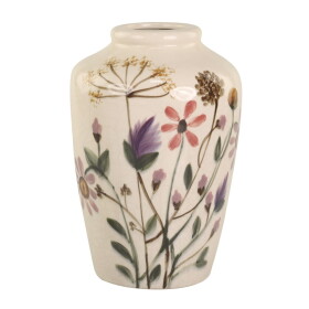 Chic Antique Kameninová váza Floral Cream 25 cm, krémová barva, keramika