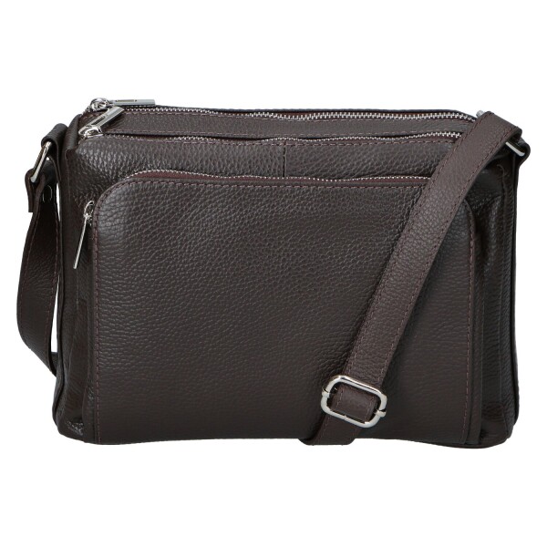 Stylová dámská kožená crossbody Robertina, čokoládově hnědá