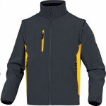D-MACH DELTA PLUS MYSEN2F BUNDA “SOFTSHELL” 96% 4% ELASTAN ODEPÍNACÍ RUKÁVY šedá-žlutá