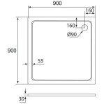 H K - Sprchový kout MELODY BLACK LINE R909, 90x90 se zalamovacími dveřmi včetně sprchové vaničky z litého mramoru MBLINER909/THOR-90SQ