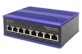 Digitus Switch Ind. modrá / Switch / Průmyslový / 8x Gigabit / Unmanaged / DIN lišta (DN-651119)