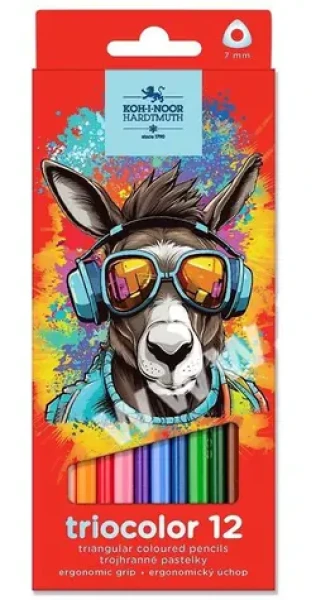 KOH-I-NOOR Trojhranné pastelky Triocolor 12ks Osel (3132012013KS)