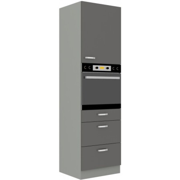 Vysoká skříňka pro vestavnou troubu 60 DPS-210 3S 1F - Premium Box Barva korpusu: Šedá, Barva dvířek: Šedý lesk (Šedá)