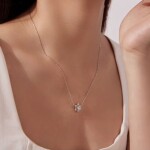Stříbrný náhrdelník se sněhovou vločkou - 1 ct MOISSANITE + CERTIFIKÁT, Stříbrná 40 cm + 5 cm (prodloužení) certifikát GRA, hadřík na čištění stříbra, dárková krabička