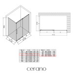 CERANO - Sprchový kout Lantono - pravá - 8 mm - Soft-Close - chrom, mléčné sklo - 120x100 - posuvný CER-665545