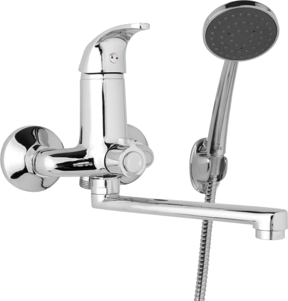 JB Sanitary Nástěnná umyvadlová a sprchová baterie SLIM, rozteč 100 mm, otočný přepínač v těle, s příslušenstvím, ramínko 200 mm A10 34 01