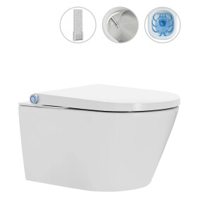 CERANO - WC závěsné s integrovaným elektronickým bidetem Cronus Premium, Vortex Rimless 180° + SoftClose sedátko - bílá lesklá - 59,3x38,4 CER-545638