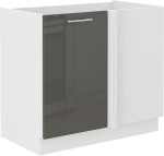 Spodní rohová skříňka Lara 105 ND 1F BB Barva korpusu: Bílá, Barva dvířek: Šedý lesk