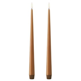 Ester & erik LED svíčka Taper 30 cm / 23 Raw toffee – set 2 ks, hnědá barva, plast, vosk