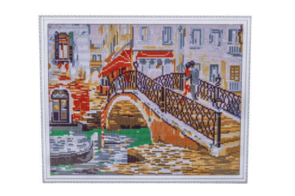 Antistresové omalovánky TSvetnoy TSvetnoy, LG041e, Diamond painting - diamantové malování, 40 x 50 cm, Most přes řeku