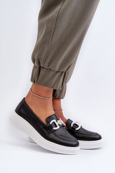 Dámské kožené mokasíny na platformě černé S.Barski LR720 40