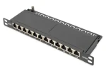 Digitus černá / Patch panel / 10" / 12x RJ45 / Cat6a stíněný / PoE / 0,5U (DN-91612S-SL-EA)