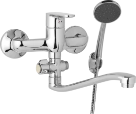 JB Sanitary Nástěnná umyvadlová a sprchová baterie TIRA, rozteč 150 mm, otočný přepínač, s příslušenstvím, S ramínko 300 mm D10 37 41