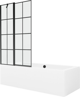 MEXEN/S - Cube obdélníková vana 180 x 80 cm s panelem + vanová zástěna 100 cm, černá vzor 550518080X9410117077