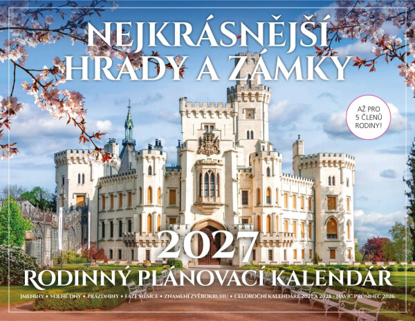 Kalendář 2027 Rodinný plánovací - Nejkrásnější hrady a zámky - Extra Publishing