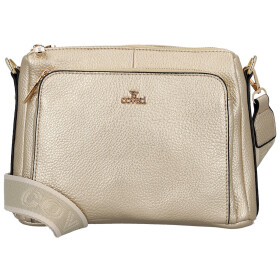 Trendy dámská koženková crossbody kabelka Chiara, zlatá