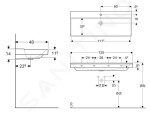 GEBERIT - Xeno 2 Umyvadlo 1200x480 mm, otvor pro baterii, bez přepadu, s KeraTect, bílá 500.551.01.1