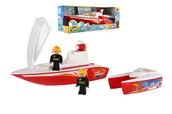 Boazz loď/člun hasiči stříkací s loďkou Boaties plast s figurkami 2ks v krabici 42x16x16cm 24m+