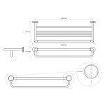 SAPHO - LARISSA polička na ručníky s hrazdou 600, černá/zlato mat WS029BG