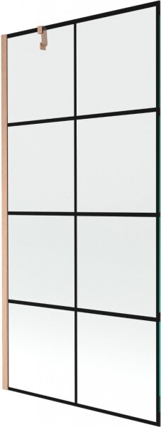 MEXEN/S - Next vanová zástěna FIX 90 x 150, černá vzor, měď kartáčovaná - 895-090-000-00-70-77 895-090-000-00-77-65