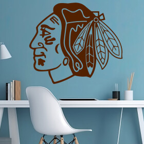 Samolepka Hokejový tým Chicago Blackhawks Barva: hnědá, Velikost: 100 x 87 cm