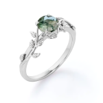 LUNICA Stříbrný prsten MECHOVÝ ACHÁT Velikost prstenu: 9 (EU: 59-61) 0686_9