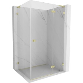 MEXEN/S - Lunar L sprchový kout dveře křídlové pravá 70 x 90, transparent, zlato kartáčovaná 834L-070-090-55-00-P