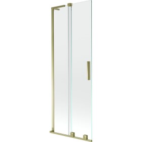 MEXEN/S - Velar L dvoukřídlá posuvná vanová zástěna 75 x 150, transparent, zlatá 896-075-003-01-50