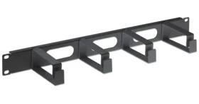 Intellinet černá / Vyvazovací panel / 19" / 1U / 4 plastová oka (711074)