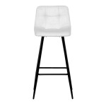 Židle barová, bílá látka, čtyřnohá kovová podnož, černý mat