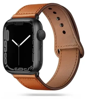 Tech-Protect LeatherFit hnědá / Řemínek / Pro Apple Watch 4/5/6/7/8/9/SE/Ultra 1/2 / 42/44/45/49 mm