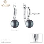 Stříbrné náušnice s černou 7,5-8 mm perlou Bella, stříbro 925/1000, Černá