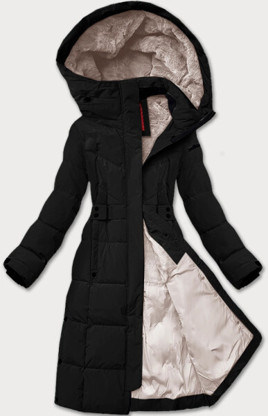 Černá dámská zimní bunda s páskem LHD (LHD-24575) odstíny černé L (40)