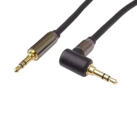 PremiumCord Jack 3,5mm - Jack 3,5mm zahnutý 90° / Propojovací audio kabel / stereo / stíněný / 1,5 m (kjqmm015-90)
