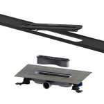 SET Sprchový žlab Kaldewei Flowline Zero 90 cm nerez černá mat a odtoková souprava FlowDrain Flat 940000010676+687744810000 KALDEWEISET25