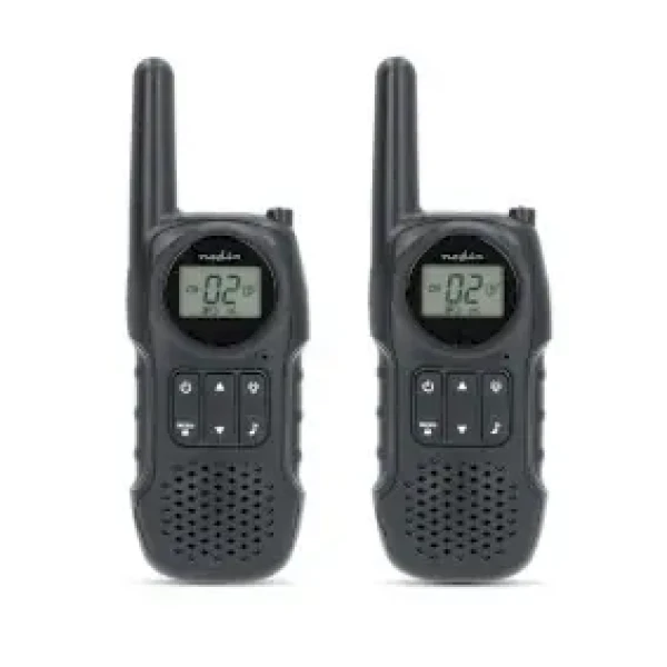Nedis Walkie-Talkie Set černá / 2x vysílačka / 2 sluchátka / Až 10 km / 8 kanálů / PTT / VOX (WLTK1050BK)