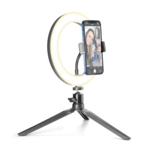 Cellularline Selfie Ring s LED osvětlením pro selfie fotky a videa černá (SELFIERINGK)