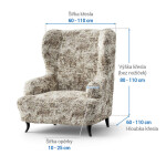 Bielastické potahy MARMO béžové křeslo ušák (š. 60 - 110 cm)