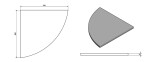 SAPHO - X-SQUARE skleněná polička rohová, čtvrtkruhová 200x200, chrom/čiré sklo XQ009-11