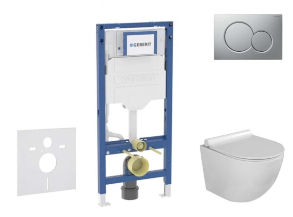 GEBERIT - Duofix Set předstěnové instalace, klozetu Gaia a sedátka softclose, tlačítko Sigma01, lakovaný matný chrom SANI11CA1117B