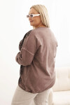 Dámská mikina Plus Size s bavlnou a leopardím lampasem a šňůrkou hnědá UNI