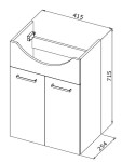 HOPA - Skříňka s umyvadlem RINO 45/55/65 - Rozměr A - 41.5 cm, Rozměr B - 25.4 cm, Rozměr C - 71.5 cm OLNRINO245+OLKE6045