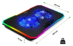 EVOLVEO CoolPro černá / Chladící podložka pro notebook do 17" / 2× 125 mm ventilátor / RGB podsvícení (COOLPRO-BK)