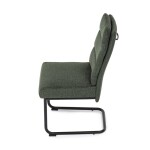 Židle jídelní, taštičkové pružiny v sedáku, madlo na opěráku, zelená látka, černý kov