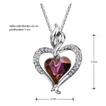 Náhrdelník Swarovski Elements True Love - srdíčko, Fialová 42 cm + 5 cm (prodloužení)